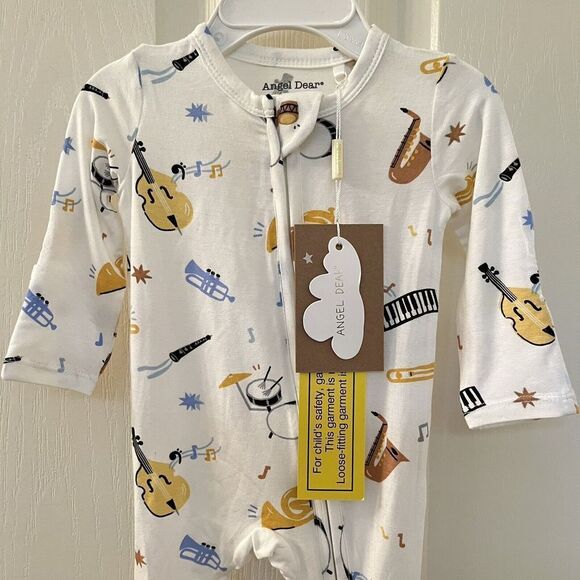 Angel Dear Jazz Band 2-Way Zipper Footie Bamboo Instruments Size Newborn NWT - Picture 6 of 10